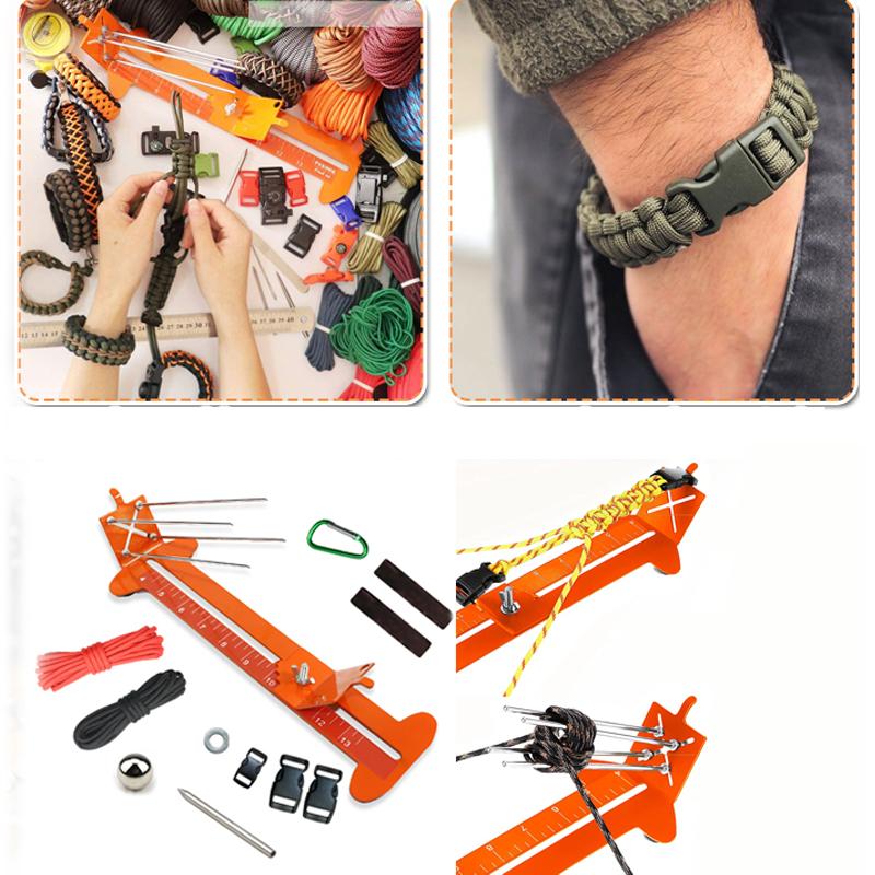 "Robust verktygssats för att skapa armband, inkluderar flera färgalternativ i gröna och orange toner för DIY-entusiaster."