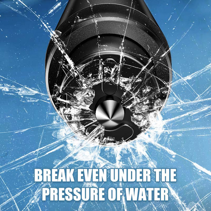 "Röd och grå 2-i-1 bilfönsterkross och säkerhetsbältesklippare, kompakt för nödsituationer i fordon."