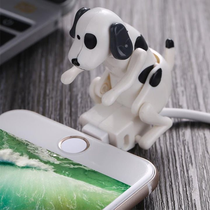 "Rolig hund snabbladdningskabel med USB, lekfull design med hund som vickar på svansen vid laddning, för Apple & Android."