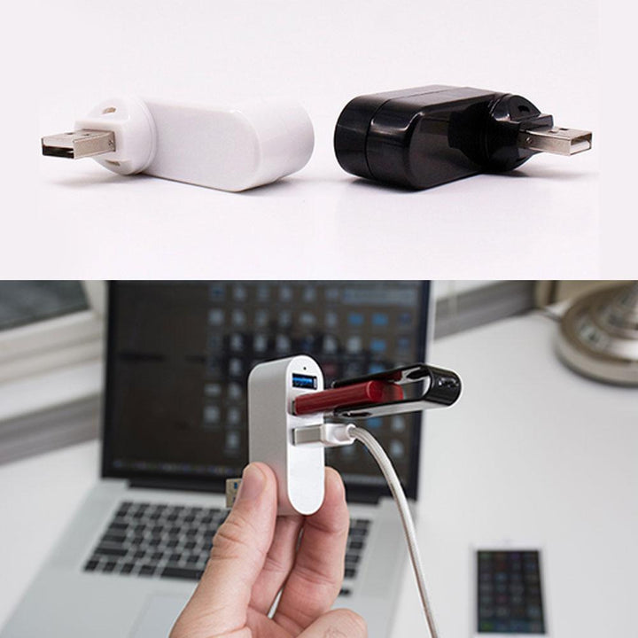 "Roterbart USB-nav med 3 portar, kompakt design, 180 graders rörlighet, optimerar enhetshantering effektivt"