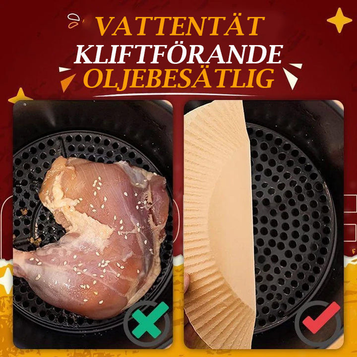 "Runda silikonpapper för luft fritös, oljesäker, med förhöjda kanter; enkla att använda och non-stick för ren matlagning."