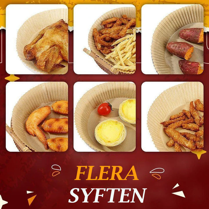 "Runda silikonpapper för luft fritös, oljesäker, med förhöjda kanter; enkla att använda och non-stick för ren matlagning."
