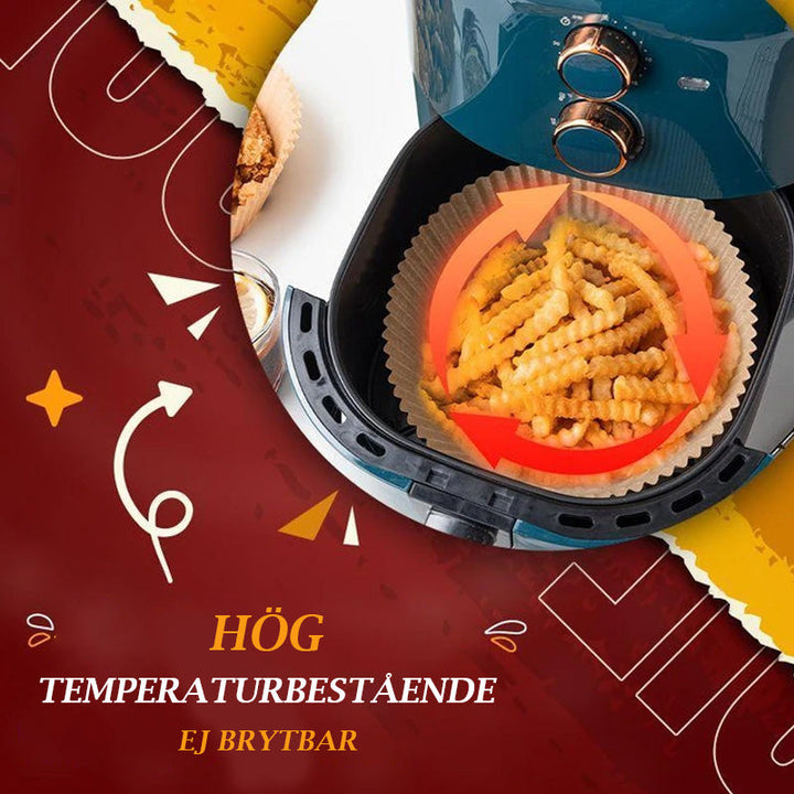 "Runda silikonpapper för luft fritös, oljesäker, med förhöjda kanter; enkla att använda och non-stick för ren matlagning."