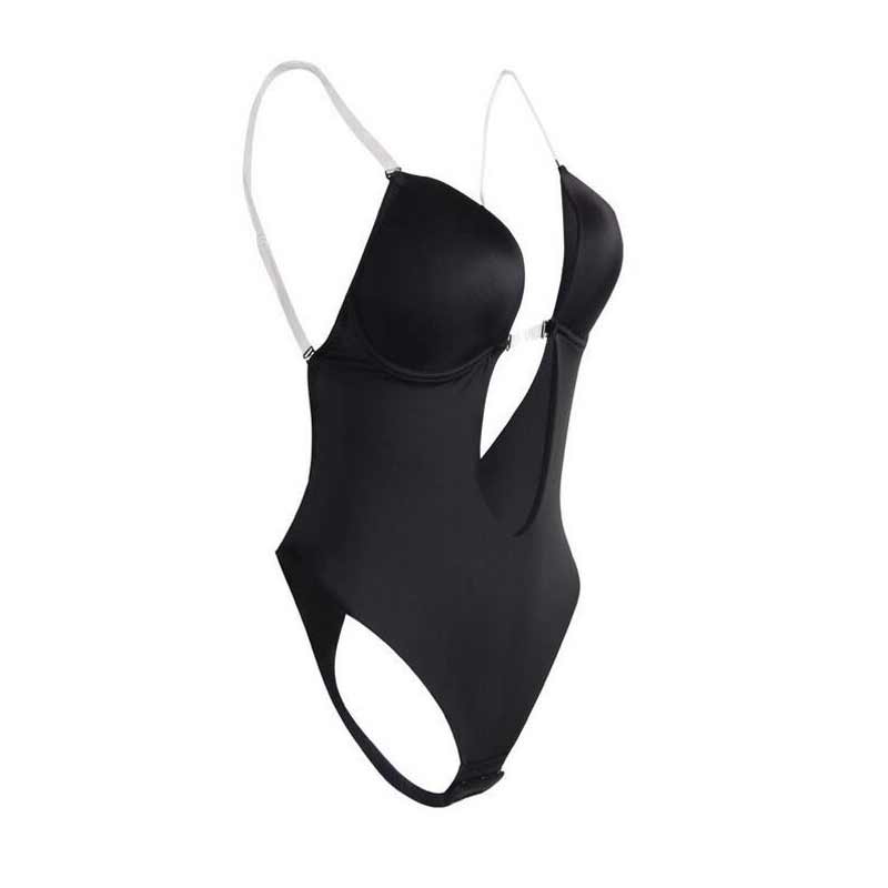 "Rygglös shapewear bh i beige nylon, designad för osynlighet, stöd och silkeslen känsla under rygglösa klänningar."
