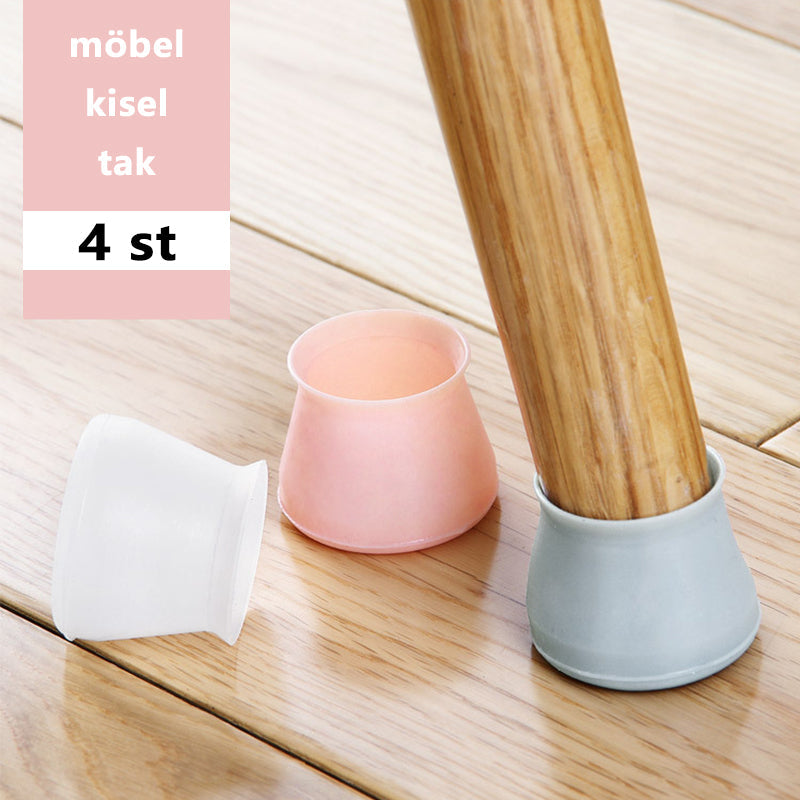 "Silikon möbeltassar för stolar, transparenta, halkskydd, golvskydd, förhindrar repor, diskret och flexibel design."