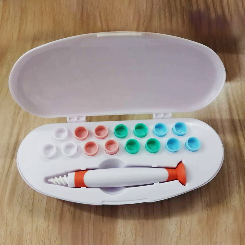 "Silikon öronskredar verktygsset med färgglada tvättbara spetsar, perfekt för öronhygien på resor och hemma."