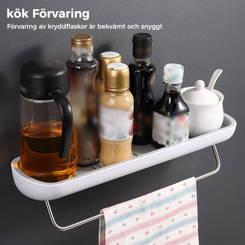 "Självhäftande förvaringslåda i svart och grå, modern design, enkel installation, perfekt för kök och badrum."