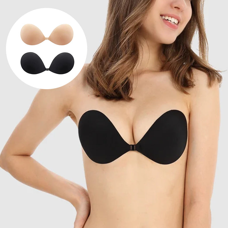 "Självhäftande osynlig BH med naturlig lyft, perfekt för djupt urringade klänningar och eleganta tillfällen."