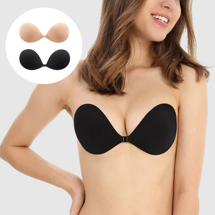 "Självhäftande osynlig BH med naturlig lyft, perfekt för djupt urringade klänningar och eleganta tillfällen."