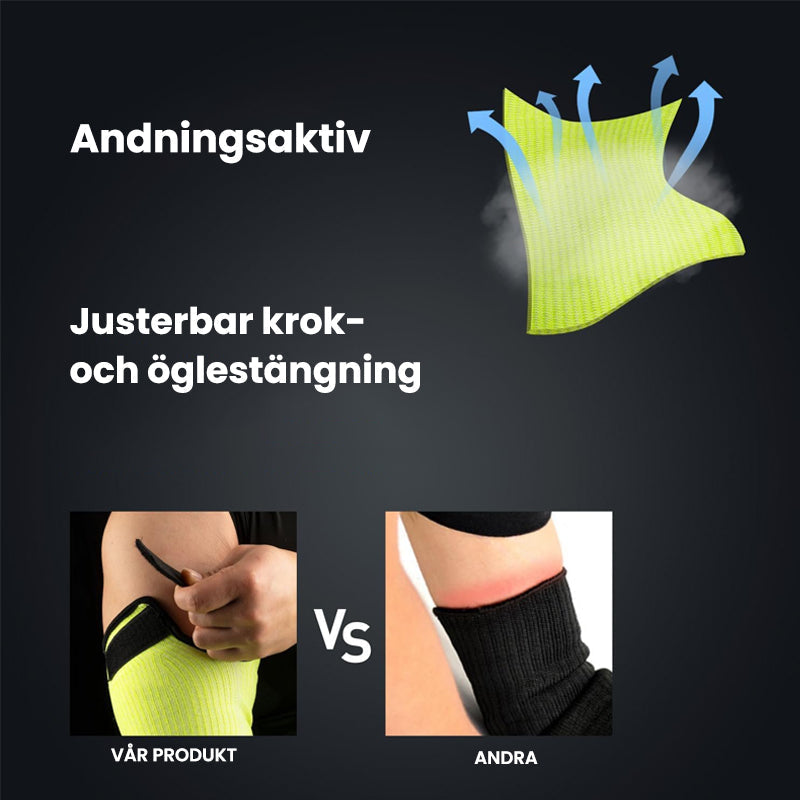 "Skyddsärmar med tumbahål, gula och orange i färg, anpassade för industriellt och dagligt bruk. Säkerhet för armar."