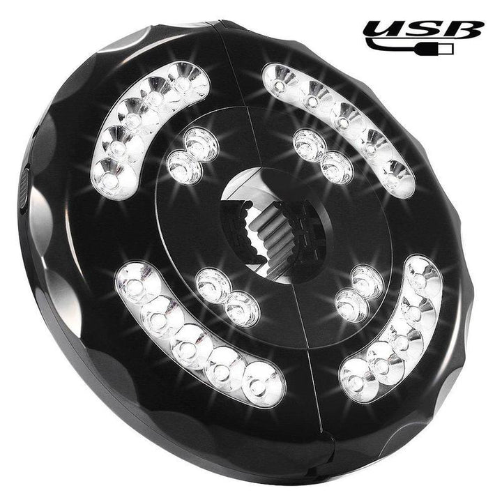 "Sladdlös paraplylampa för uteplats, 28 LED-lampor, justerbar ljusstyrka, laddningsbara batterier"