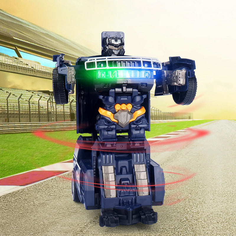 "Snygg transformerande polisbil-leksak för barn med LED-lampor, ljudeffekter och robotfunktionalitet"