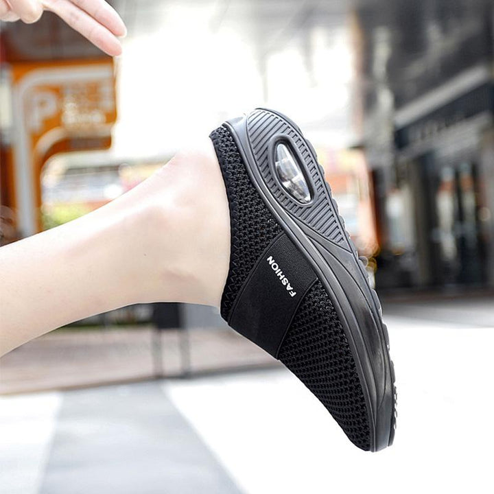 "Snygga och bekväma scroll_slingback sandaler i mesh för kvinnor, platt design med andningsbart material. Perfekt för sommare