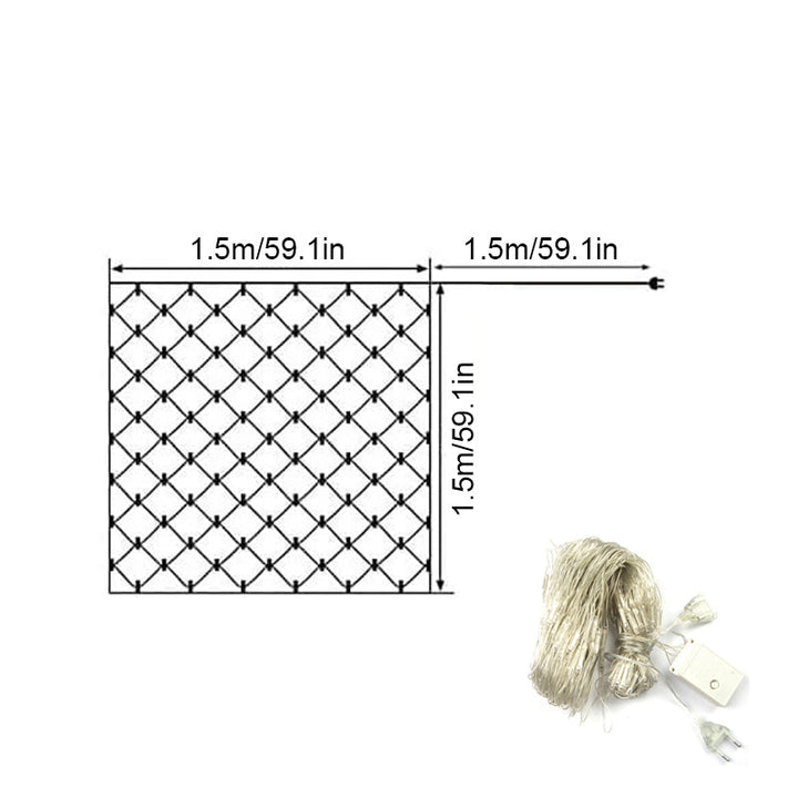 "Solcellsdriven fisknätsljusslinga i trädgård, varm belysning för magisk atmosfär, väderbeständigt utomhusbelysning."