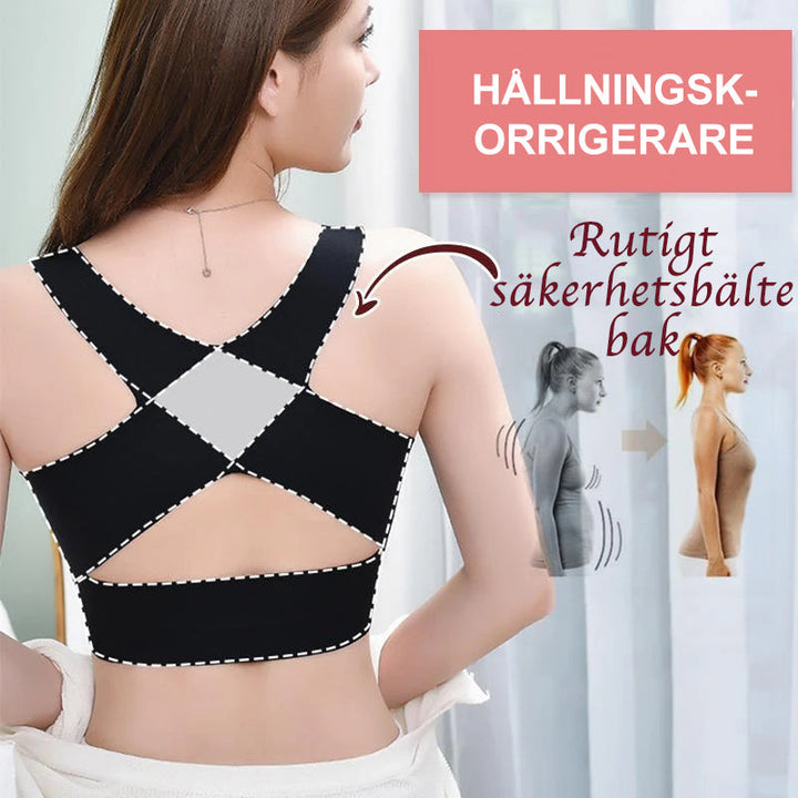 "Sömlös dam-BH-topp med främre spänne, justerbar passform, beige nylonelastan, för daglig komfort och stöd."