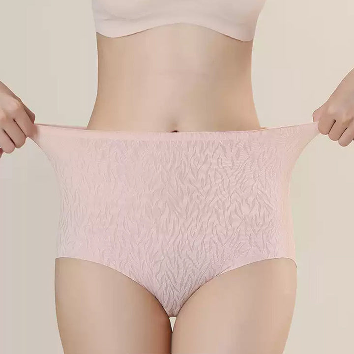 "Sömlösa underkläder för kvinnor med hög midja, beige, andningsbar bomullsgren, osynlig och bekväm passform."