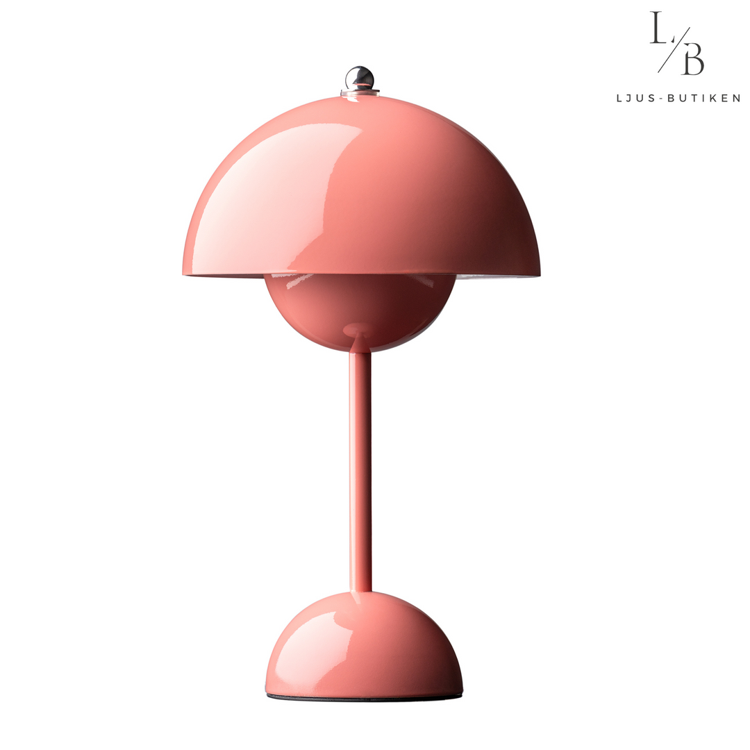 Söt svampformad bordslampa, mjuk belysning. Batteridriven, trendig design.