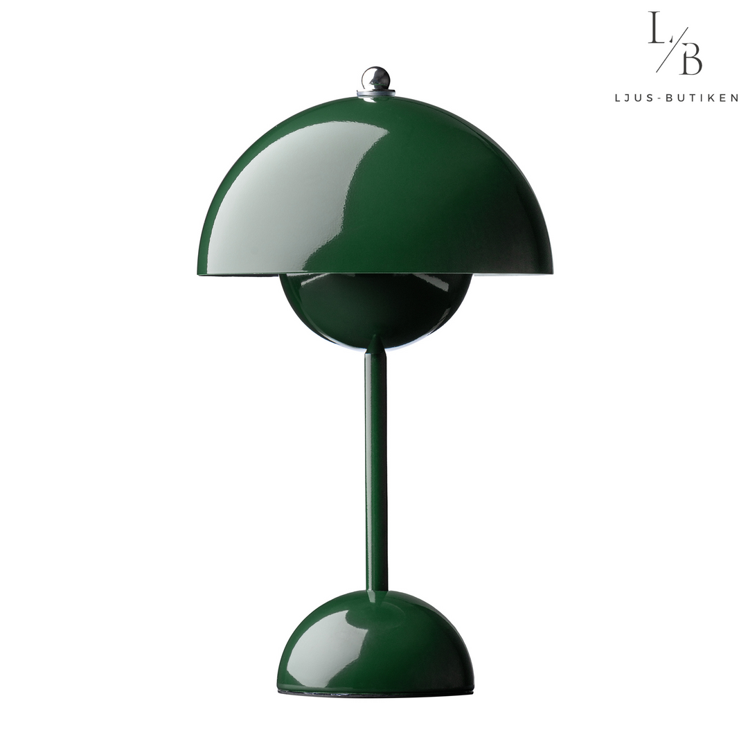Söt svampformad bordslampa, mjuk belysning. Batteridriven, trendig design.