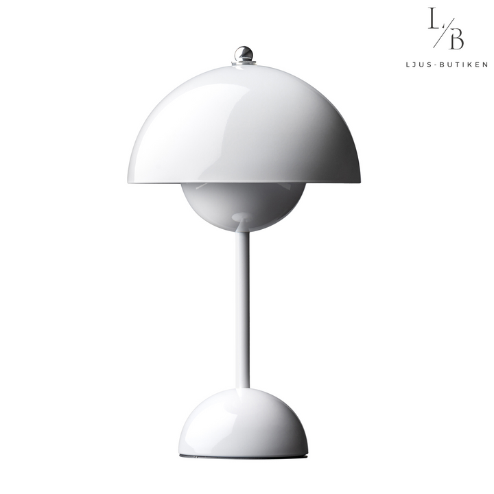 Söt svampformad bordslampa, mjuk belysning. Batteridriven, trendig design.