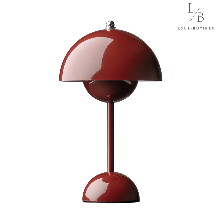 Söt svampformad bordslampa, mjuk belysning. Batteridriven, trendig design.