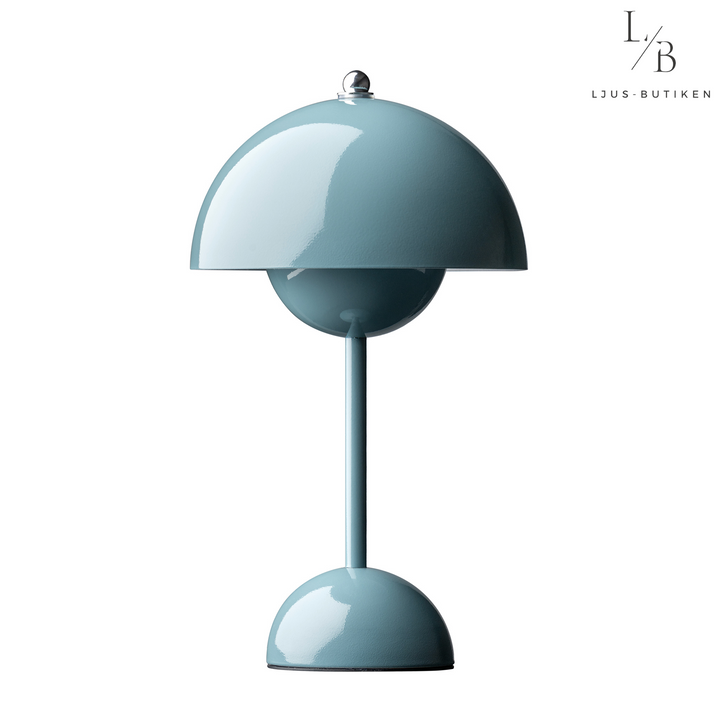 Söt svampformad bordslampa, mjuk belysning. Batteridriven, trendig design.