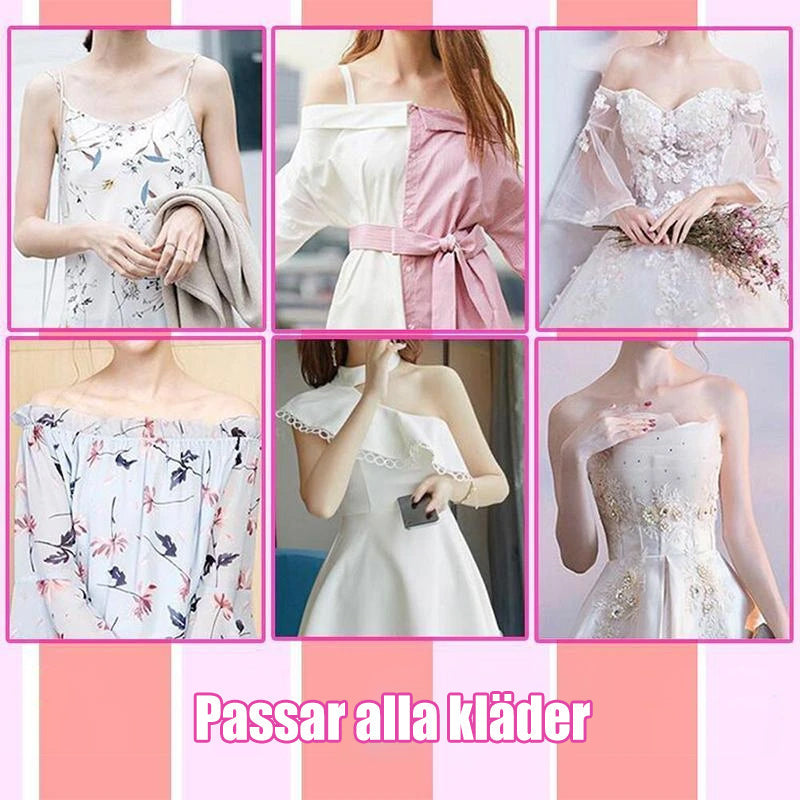Spets bandeau BH med push-up, snörning och halkfri design för komfort och stil under axellösa klänningar.
