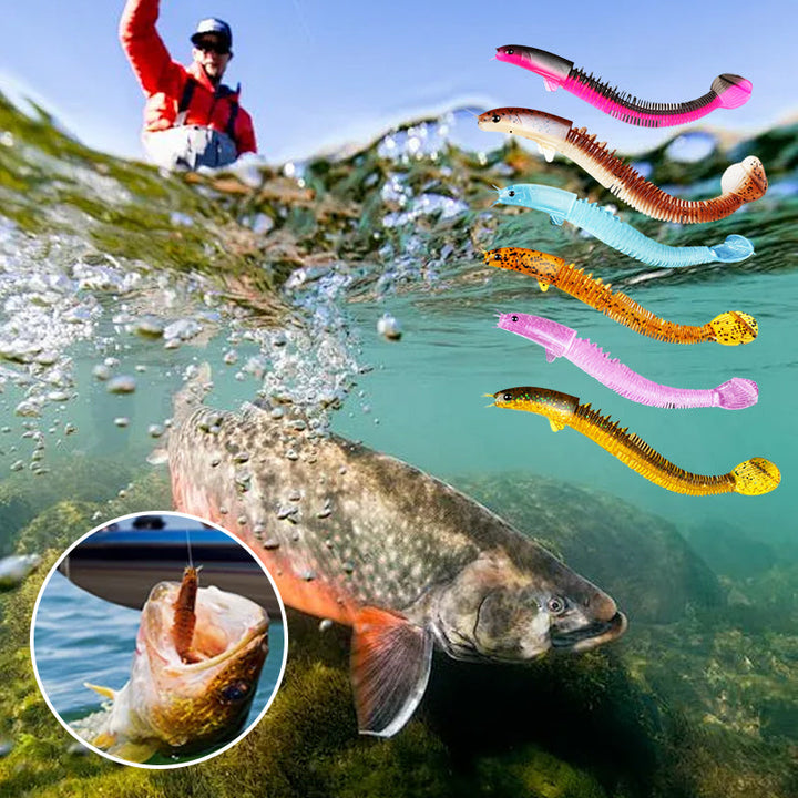 "Sportfiskebete med paddelsvans för livsliknande simning, realistiska detaljer, perfekt för abborre och öring."