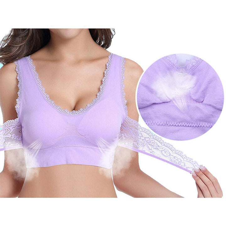 "Sportig spets BH med justerbara korsade spetsaxelband, sömlös design, lyftande effekt, elegant lingerie"