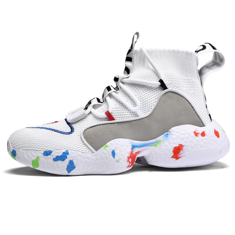 "Stilrena herrsneakers med snörning, 3D-vävd ovansida i flera färger, tjock mellansula för komfort och stil."