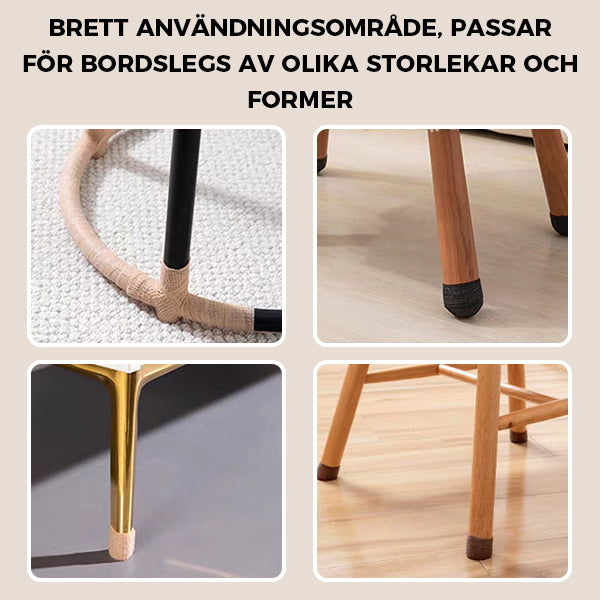 "Stolsfotpads med halkskydd och ljuddämpning, beige och svarta varianter, perfekt för hemmöbler, enkel installation."