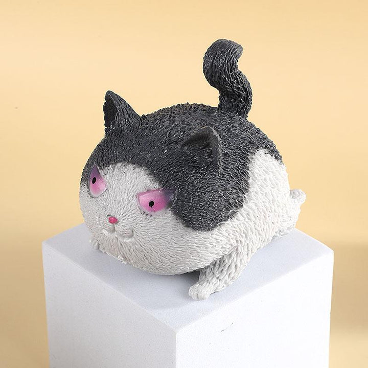 "Stresslindrande boll i kattskepnad, söt och mjuk med olika färger - perfekt för avkoppling och stressreduktion."