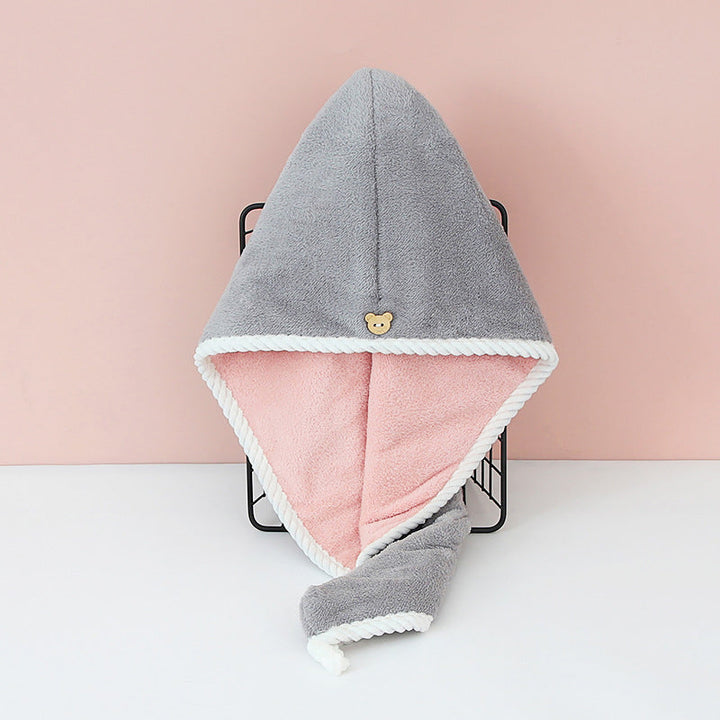 "Superabsorberande dubbelskikts hårmössa för damer, korallfleece, blå, grå, grön, rosa, skonsam och effektiv hårvård."