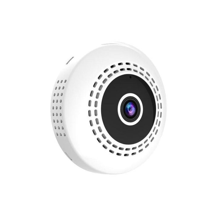 Svart mini WiFi-kamera för hem och bil, kompakt design, högupplöst video, night vision, magnetisk bas för enkel placering.