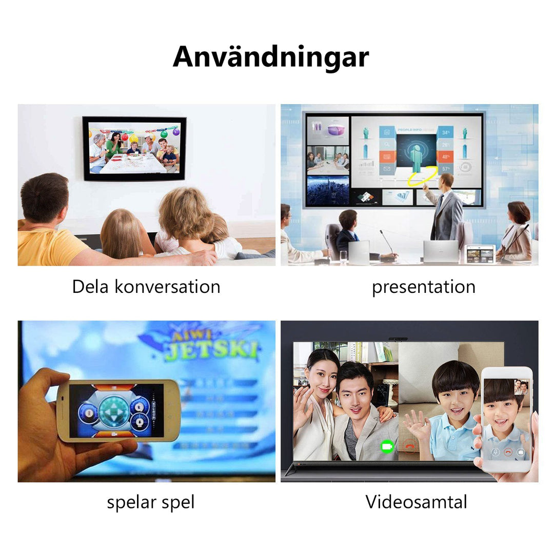 "Svart och röd HDMI-skärmadapterkabel, 2m, kompatibel med iOS/Android, 1080P HD, för TV-anslutning och spegling."