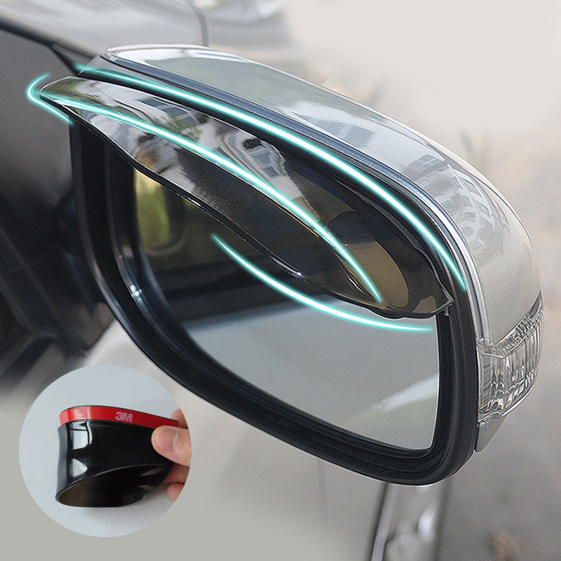 "Svart och transparent regnskydd för bilbakspegel, skyddar mot repor och förbättrar sikt under alla väderförhållanden."