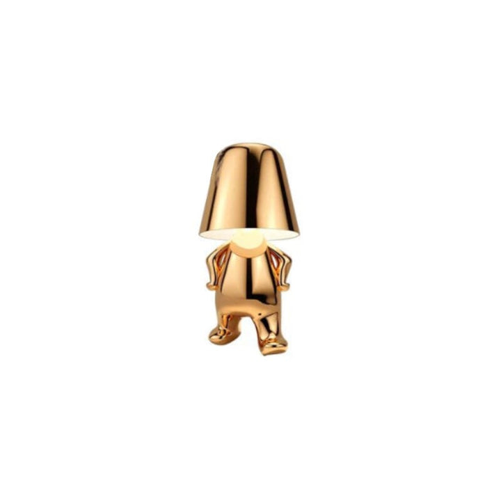 "Thinker Lampa - bärbar bordslampa med tänkande karaktär, unik design och metallisk yta, dimbar och USB-laddbar"