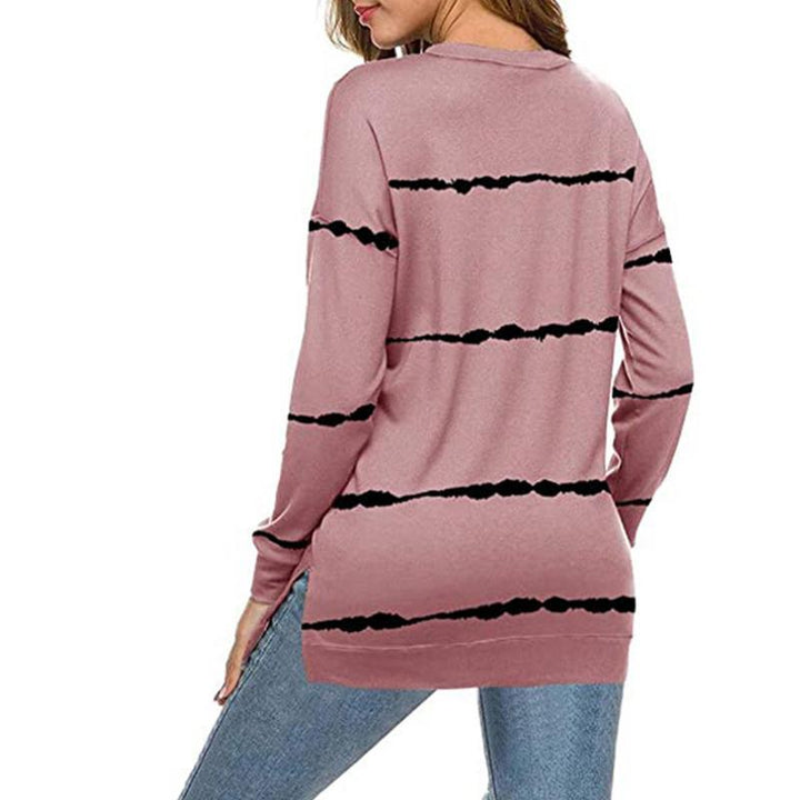 "Tie-dye randig unisex långärmad t-shirt i bomull med rund hals och färgglatt mönster, perfekt för avslappnad stil."