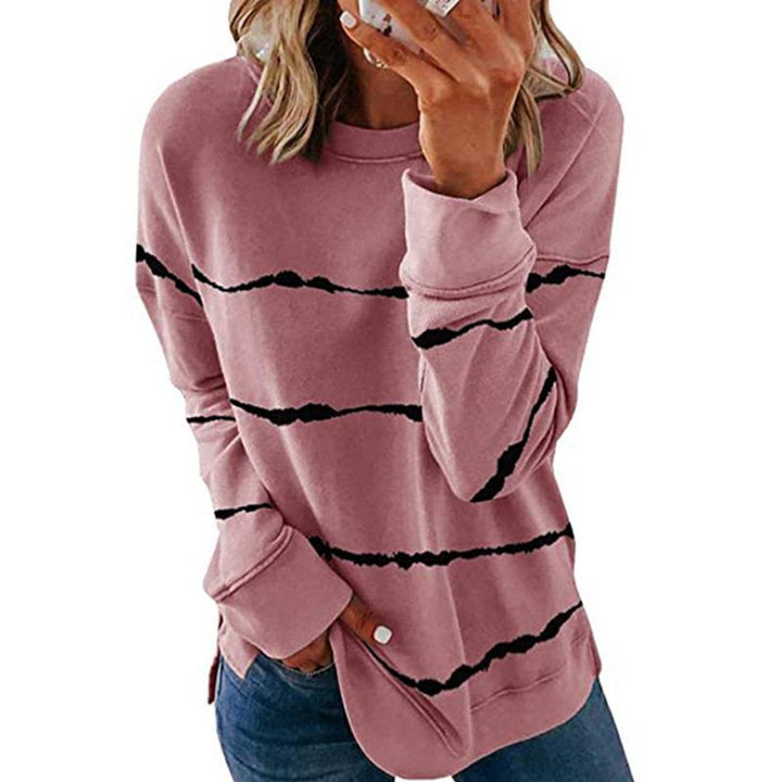 "Tie-dye randig unisex långärmad t-shirt i bomull med rund hals och färgglatt mönster, perfekt för avslappnad stil."