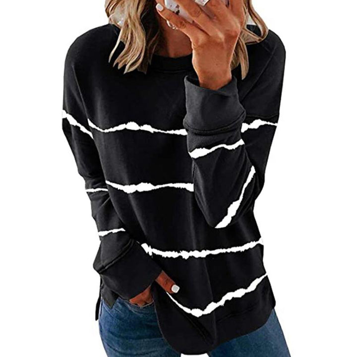 "Tie-dye randig unisex långärmad t-shirt i bomull med rund hals och färgglatt mönster, perfekt för avslappnad stil."