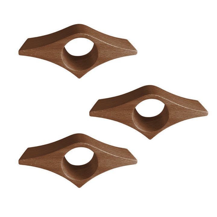 Trä pressbokläsare i elegant valnöt för enhandshantering, med slät yta och rundade kanter, ideal för bokälskare.