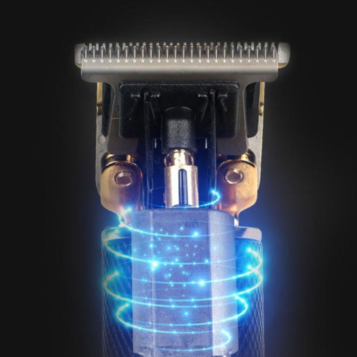 "Trådlös herrhårtrimmer med sylvasst T-blad, USB-laddning, två lägen och säker R-bladsdesign för precis grooming."