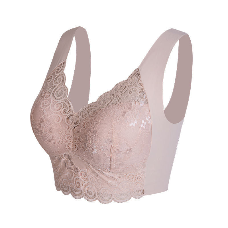 "Trådlös push-up bh i spets utan bygel, elegant spetsdesign, bekväm vardagsanvändning, sofistikerad kvinnlig stil."