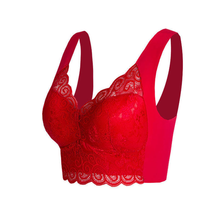 "Trådlös push-up bh i spets utan bygel, elegant spetsdesign, bekväm vardagsanvändning, sofistikerad kvinnlig stil."