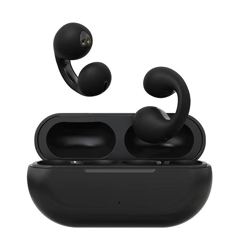 Trådlösa in-ear Bluetooth hörlurar med benledning, IP68 vattentäta, svart finish, ergonomisk design för sport och vardag.