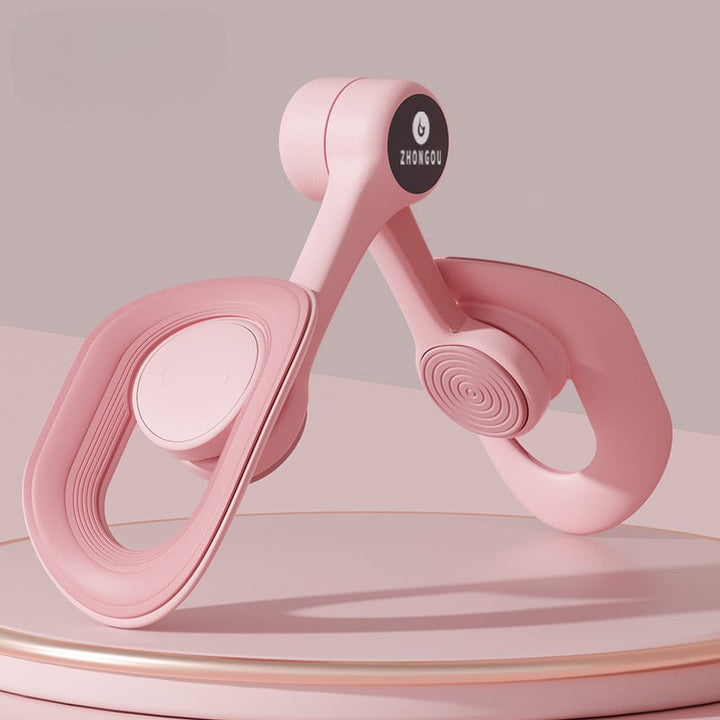 "Träningsverktyg med smart skärm och TPE-band; perfekt för hemmafitness, stärkande rosa och blå elastiska band."