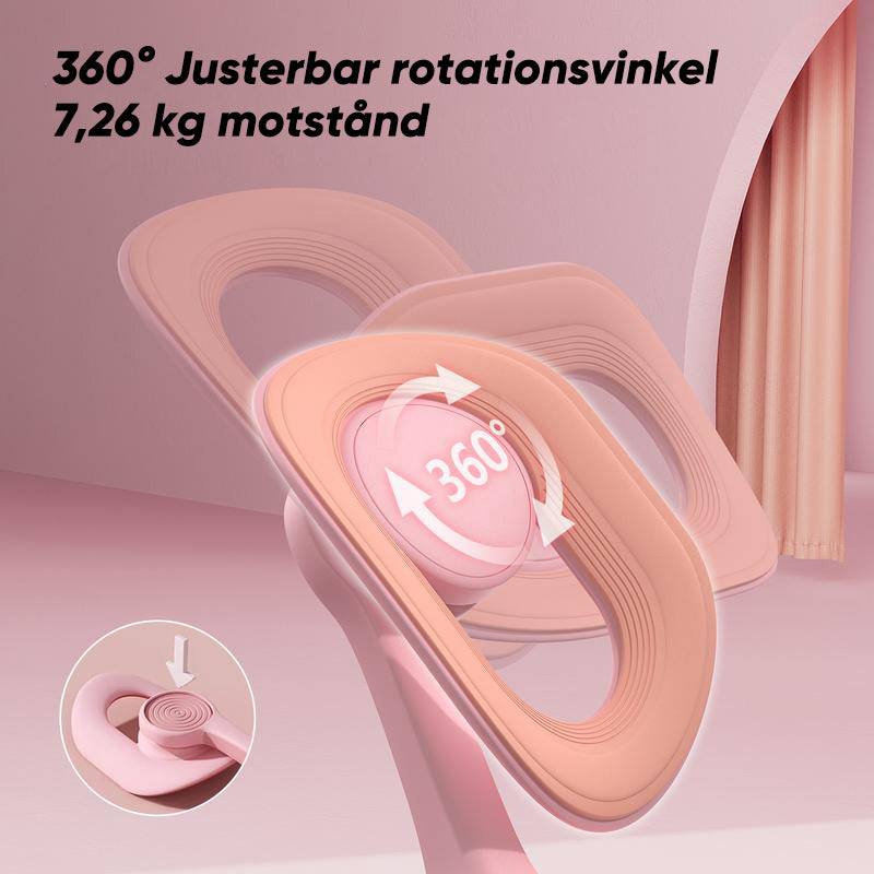 "Träningsverktyg med smart skärm och TPE-band; perfekt för hemmafitness, stärkande rosa och blå elastiska band."