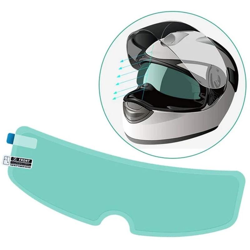 "Transparent anti-dimm hjälmfilm för skydd och klar sikt i vått väder, passar de flesta hjälmar, anti-bländning."
