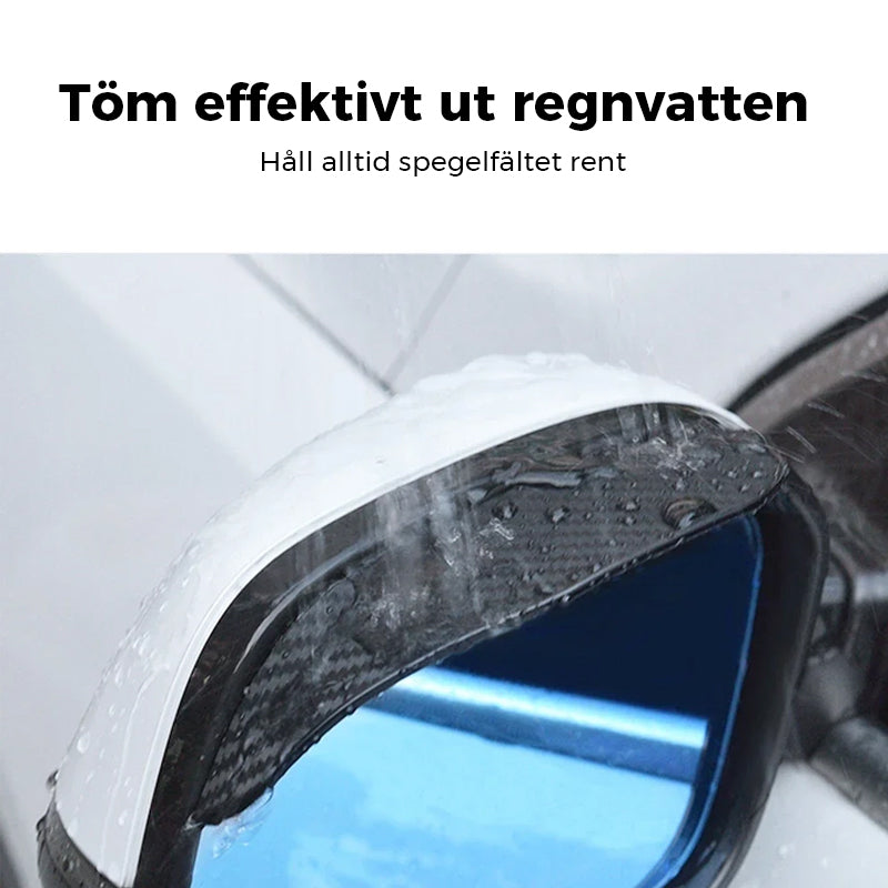 "Transparent PVC visirskydd för backspeglar, robust och flexibel, skyddar mot regn och förbättrar sikt vid körning."