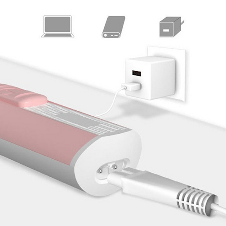 "Tyst rakapparat för djurhår i snygga färger: grön, rosa, vit. Kompakt design, perfekt för husdjursvård och trimming."