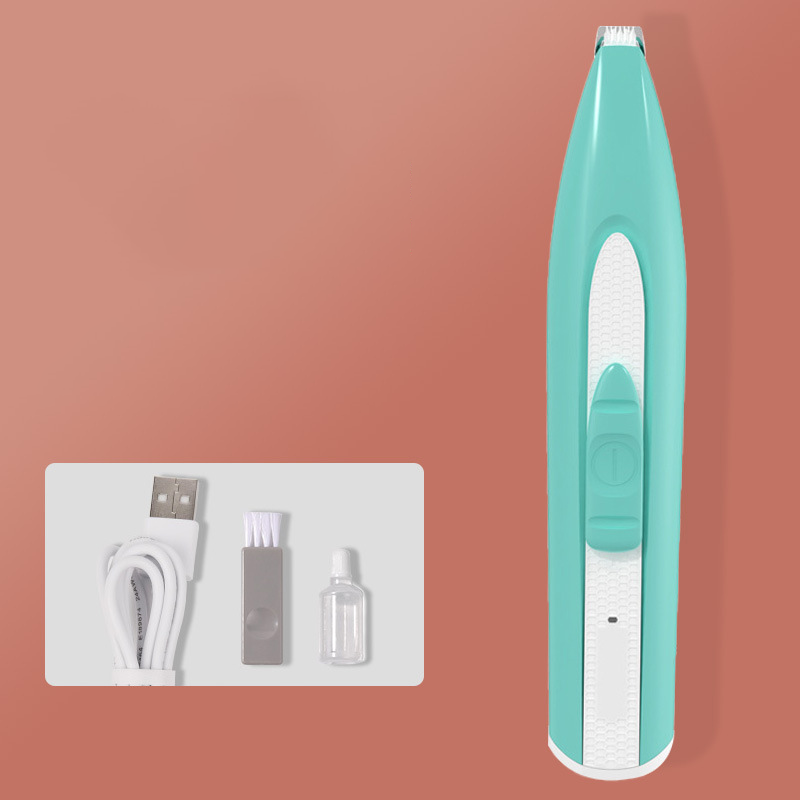 "Tyst rakapparat för djurhår i snygga färger: grön, rosa, vit. Kompakt design, perfekt för husdjursvård och trimming."